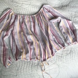 Linen candy-stripe blouse. Size M